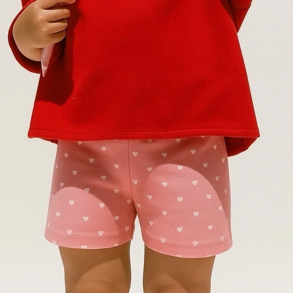 Pink and White Heart Polka Dot Shorts